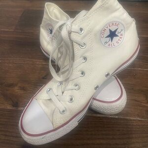 Cream high top converse